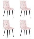 LIBRA Stuhl – hellrosa Samt / schwarze Beine x 4