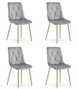 LIBRA Stuhl – hellgrauer Samt / holzfarbene Beine x 4