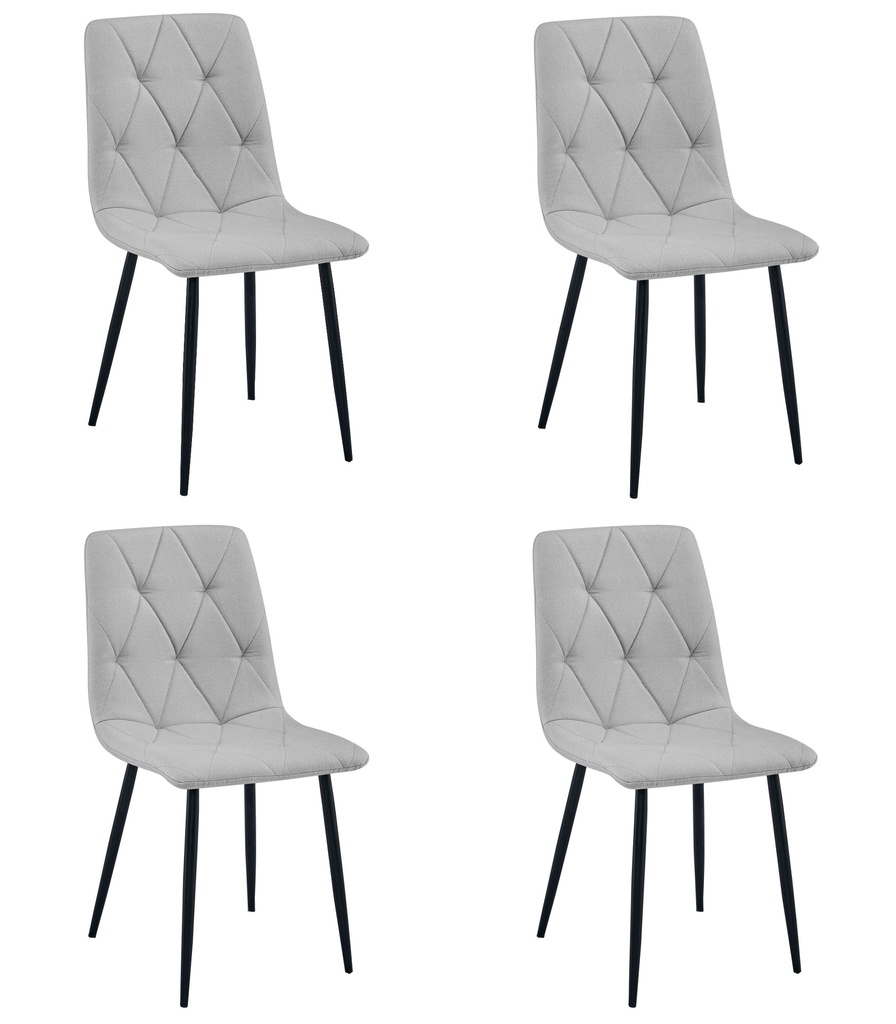 LIBRA Stuhl – hellgraues Material / schwarze Beine x 4
