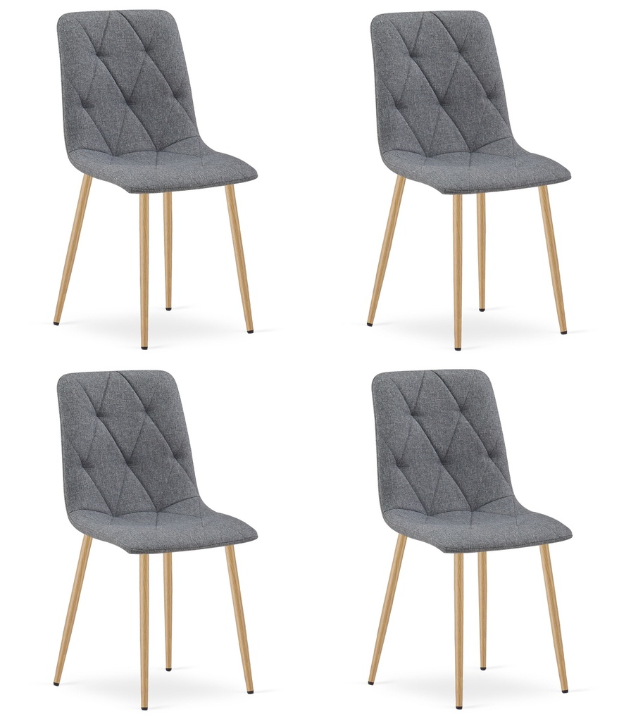 LIBRA Stuhl – dunkelgraues Material / holzfarbene Beine x 4