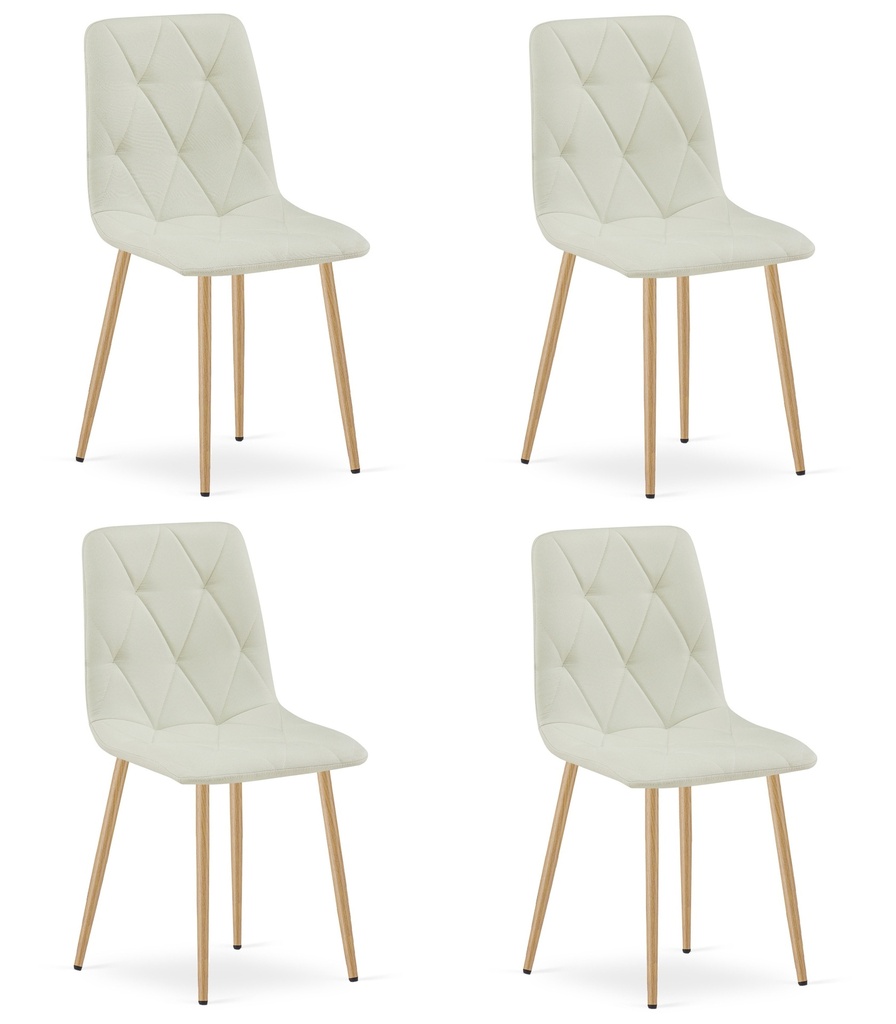 LIBRA Stuhl – beiges Material / holzfarbene Beine x 4