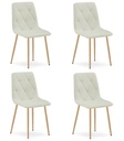 LIBRA Stuhl – beiges Material / holzfarbene Beine x 4