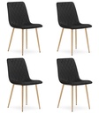 TURIN Stuhl – schwarzer Samt / holzfarbene Beine x 4