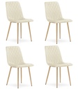 TURIN Stuhl – hellbeiger Samt / holzfarbene Beine x 4