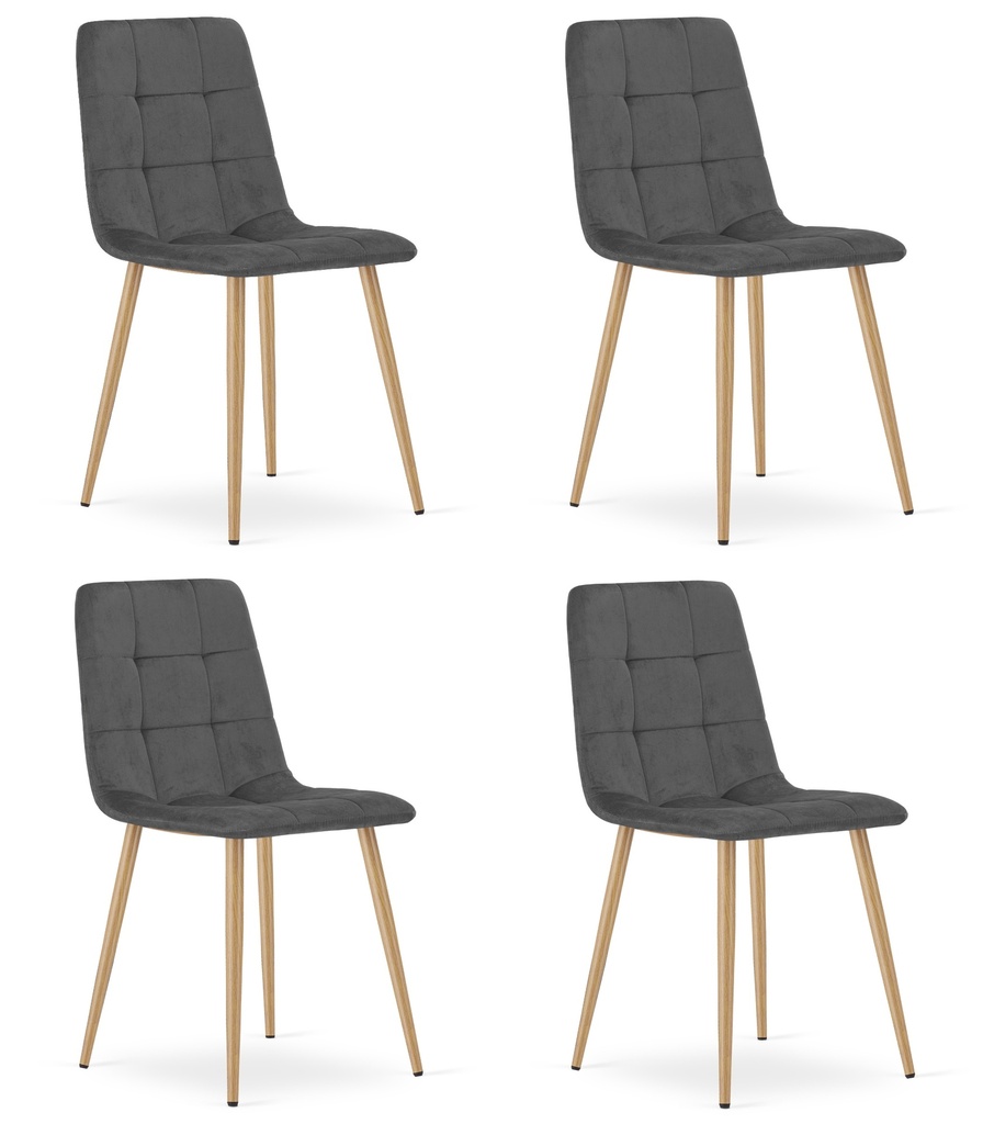 KARA-Stuhl – dunkelgrauer Samt / holzfarbene Beine x 4