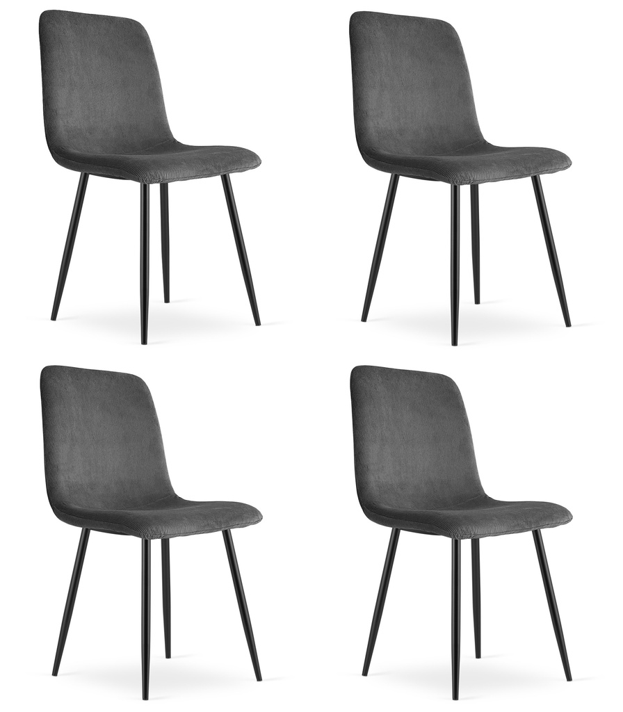 RIFT Stuhl – grauer Cord / schwarze Beine x 4