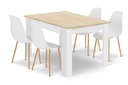 Set NP Tisch 120x80cm Sonoma Eiche + Weiß + 4 WAT weiße Stühle / Naturbeine