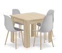 Set NP-Tisch 80x80cm Sonoma-Eiche + 4 graue WAT-Stühle / natürliche Beine