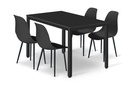 TESSA Tischset 120 cm x 60 cm – schwarz / schwarze Beine + 4 WAT-Stühle schwarz / schwarze Beine