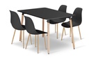 ADRIA Tischset 120cm x 80cm - schwarz + 4 WAT Stühle schwarz / Beine natur