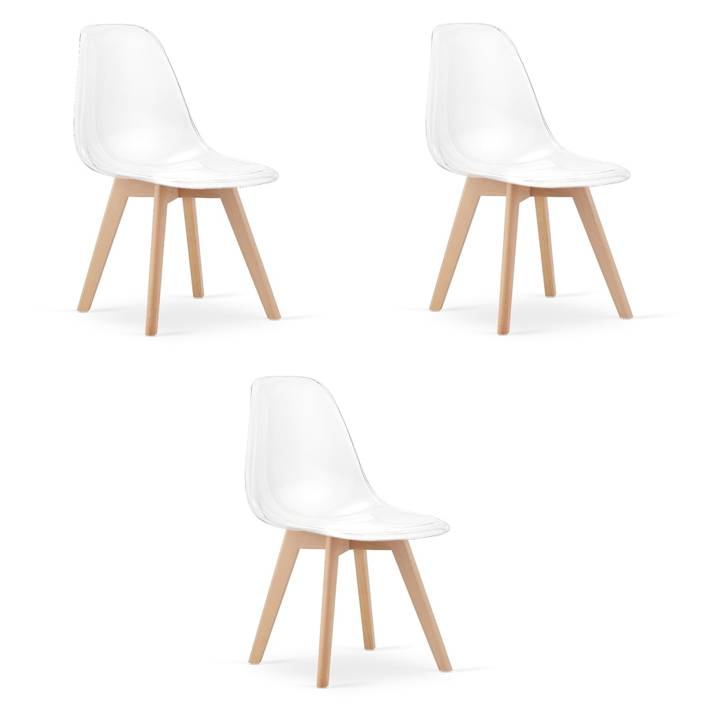 KITO Stuhl transparent / natürliche Beine x 3