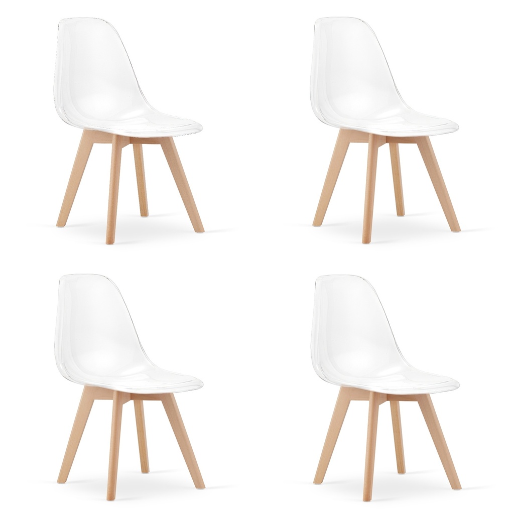 KITO Stuhl transparent / natürliche Beine x 4