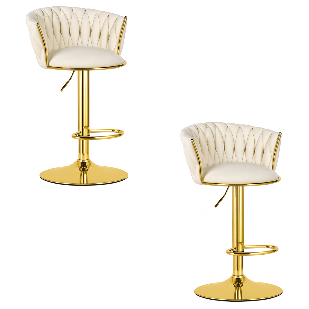 MIG-Hocker - beige / goldene Basis x 2