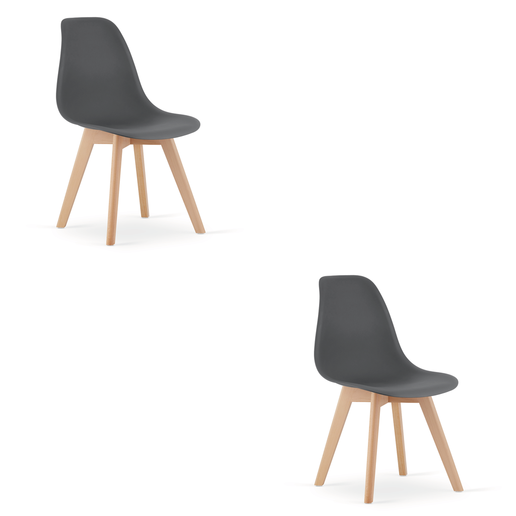 KITO Stuhl, dunkelgrau / natürliche Beine x 2
