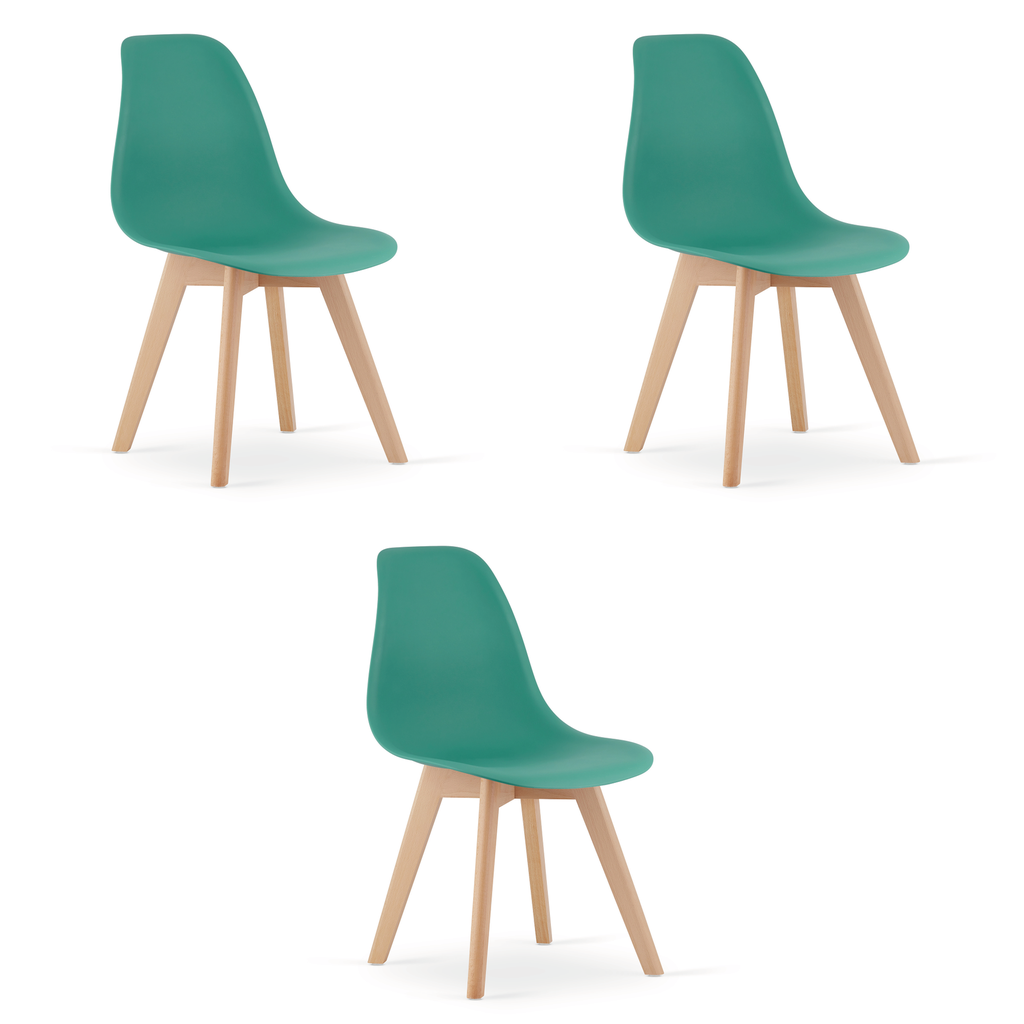 KITO Stuhl grün / natürliche Beine x 3