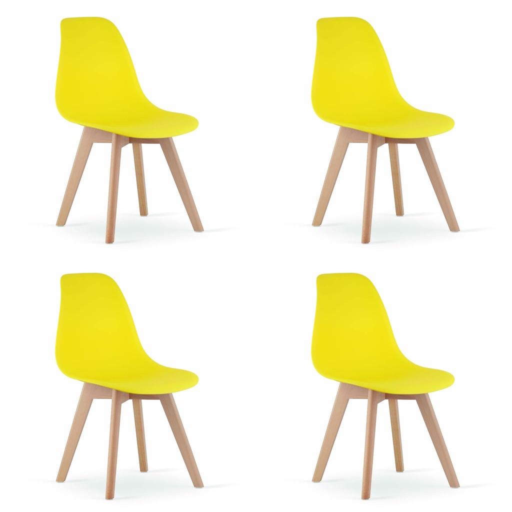 KITO Stuhl gelb / natürliche Beine x 4
