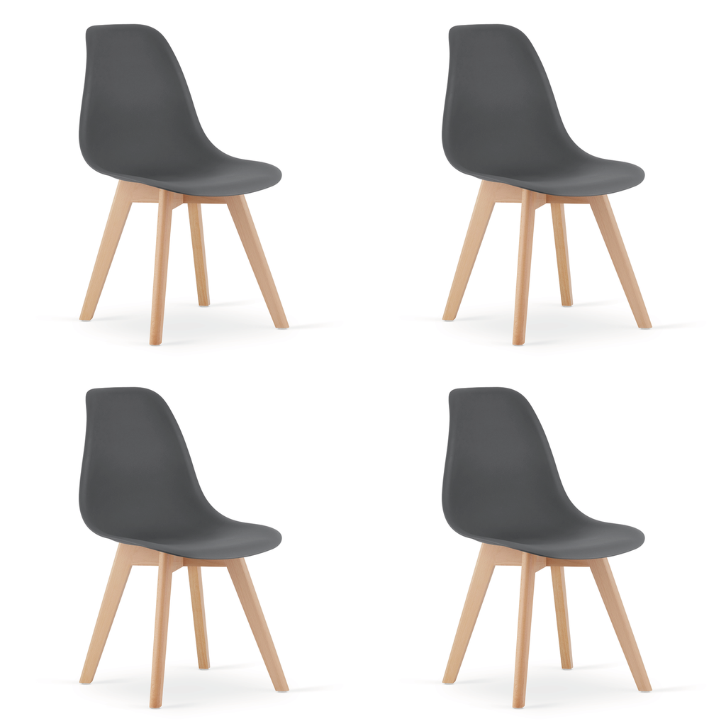 KITO Stuhl, dunkelgrau / natürliche Beine x 4