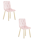 LIBRA Stuhl – hellrosa Samt / goldene Beine x 2
