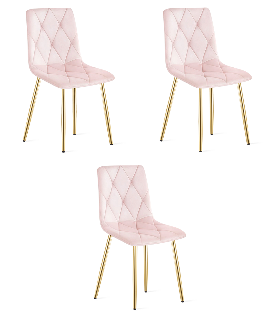 LIBRA Stuhl – hellrosa Samt / goldene Beine x 3