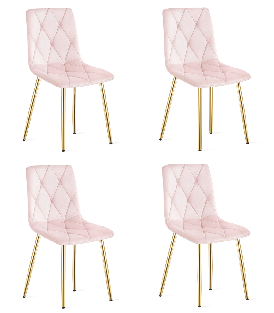 LIBRA Stuhl – hellrosa Samt / goldene Beine x 4