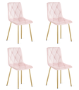 LIBRA Stuhl – hellrosa Samt / goldene Beine x 4