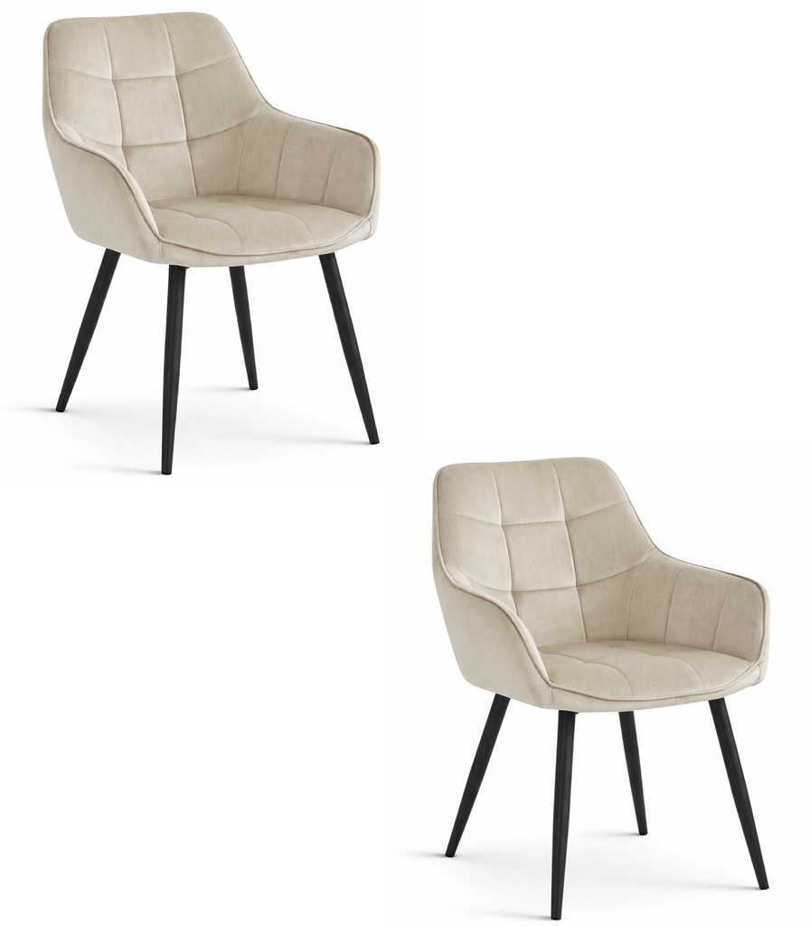 VARSI Stuhl – beige Samt / schwarze Beine x 2