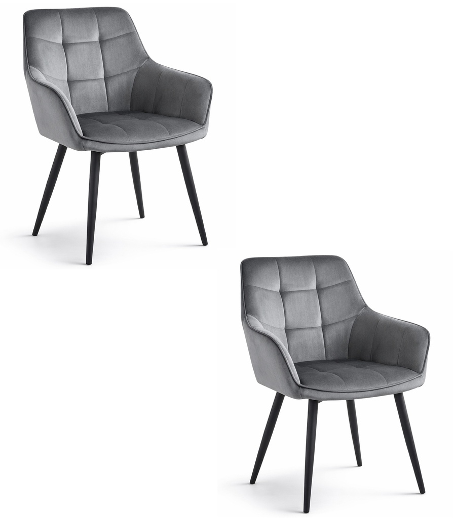 VARSI Stuhl – dunkelgrauer Samt / schwarze Beine x 2