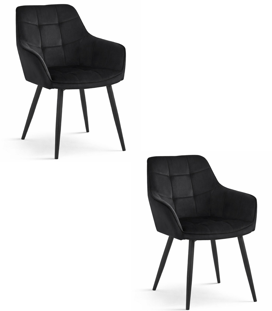 VARSI Stuhl – schwarzer Samt / schwarze Beine x 2