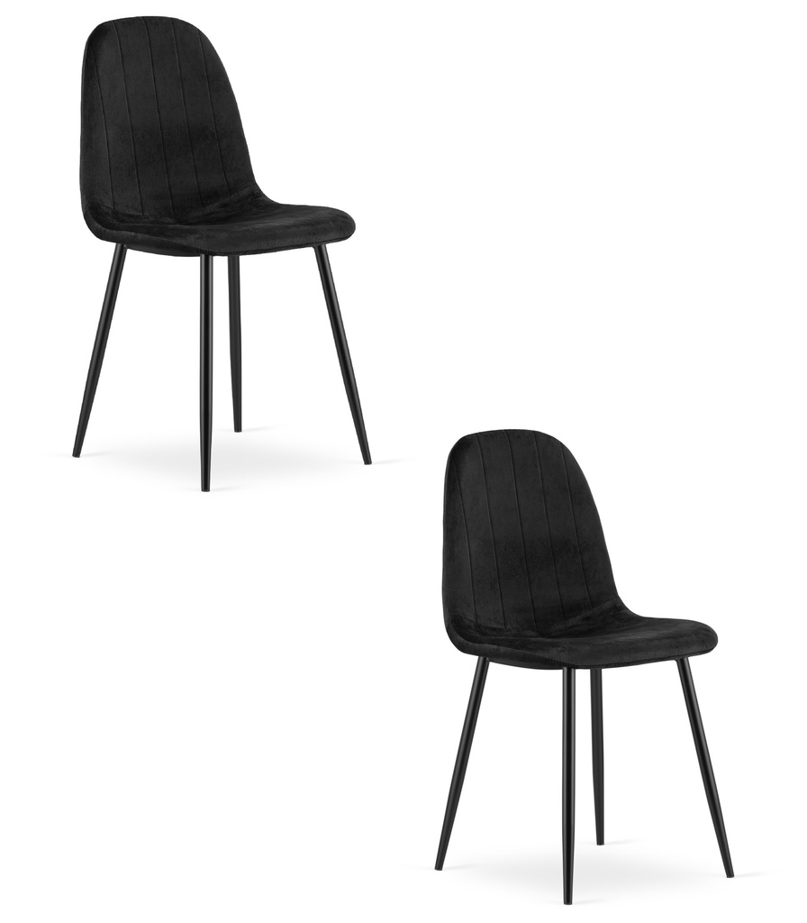 PADVA Stuhl – schwarzer Samt / schwarze Beine x 2