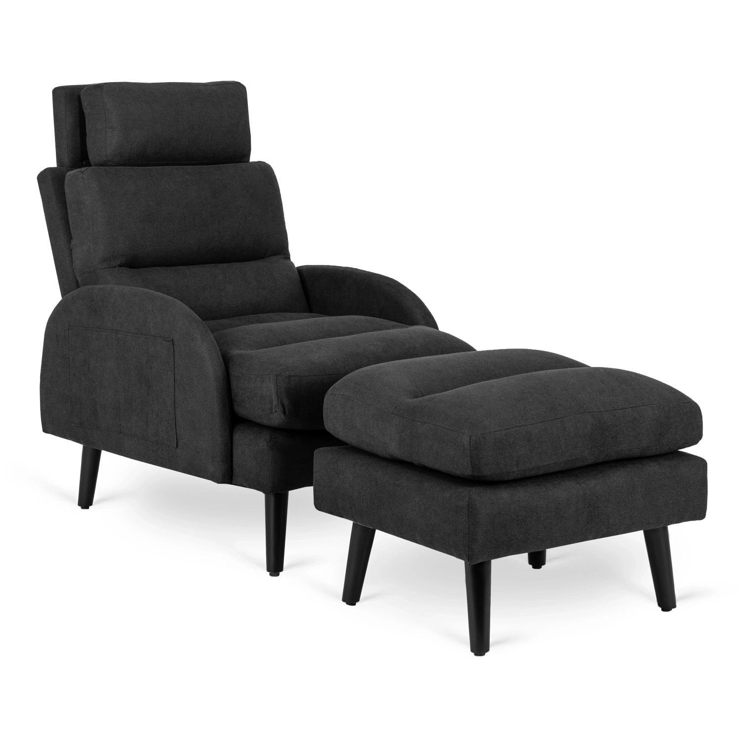 HENRY Lounge Chair mit Fußhocker Schwarz