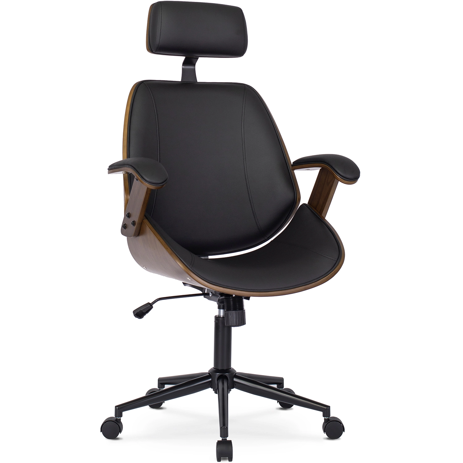 FABIAN Drehsessel Walnuss/Schwarz, Kunstleder