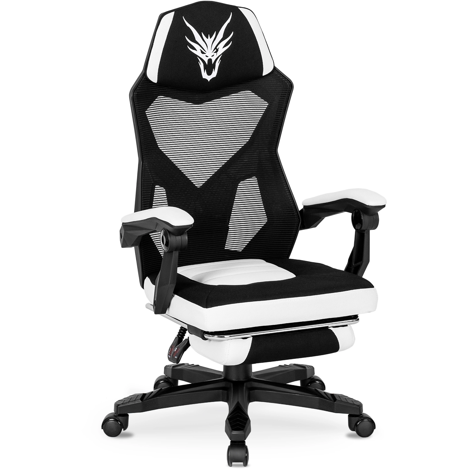 [ME.BING/CZ/B/T/FO] BING Gaming-Drehstuhl mit Fußstütze Schwarz/Weiß