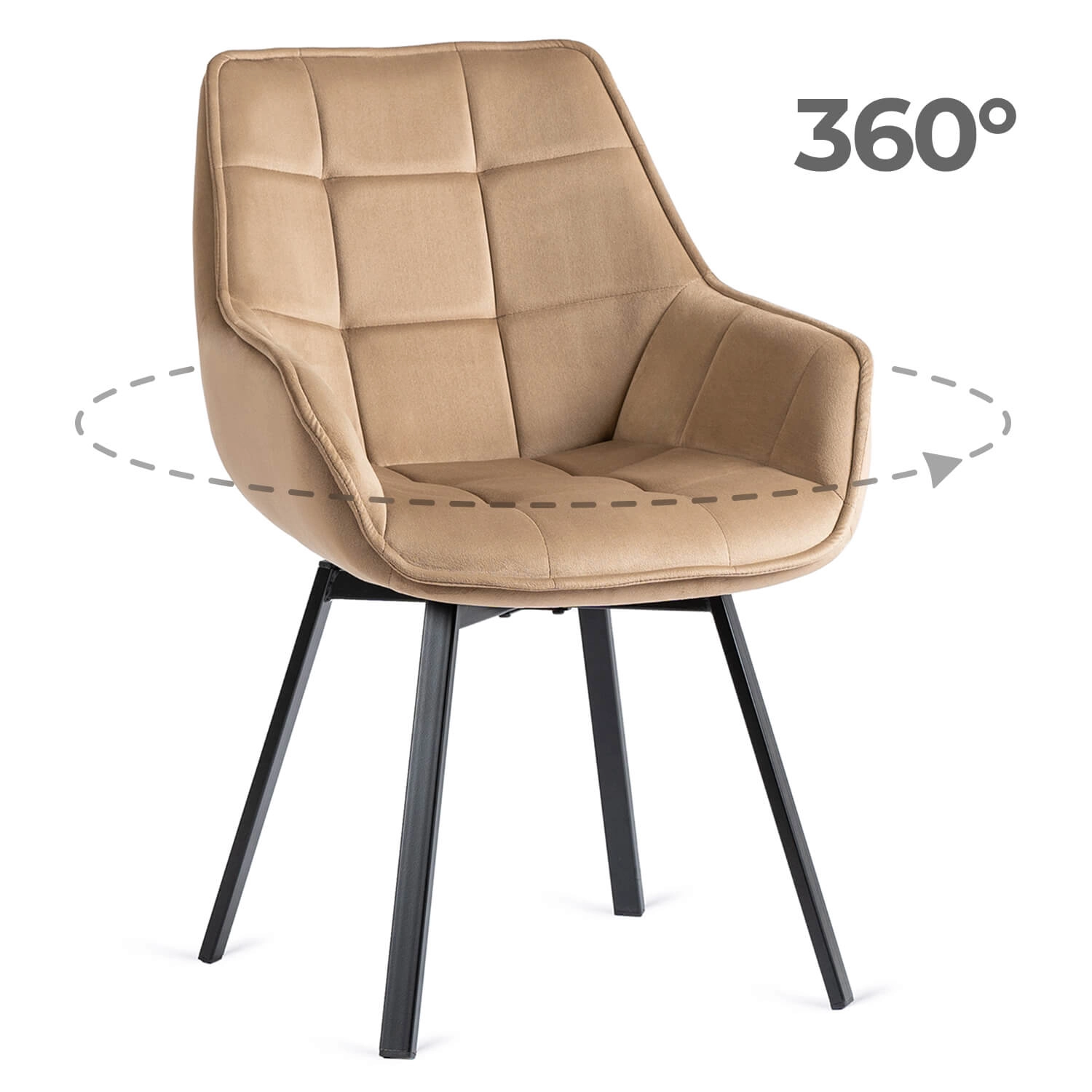 LUNA Beige Velours-Drehstuhl