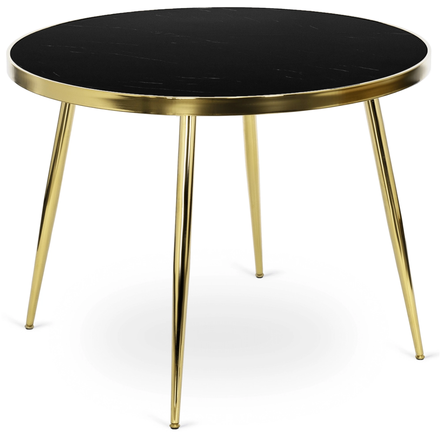 TINGA Tisch 100 cm Glas Schwarz/Gold