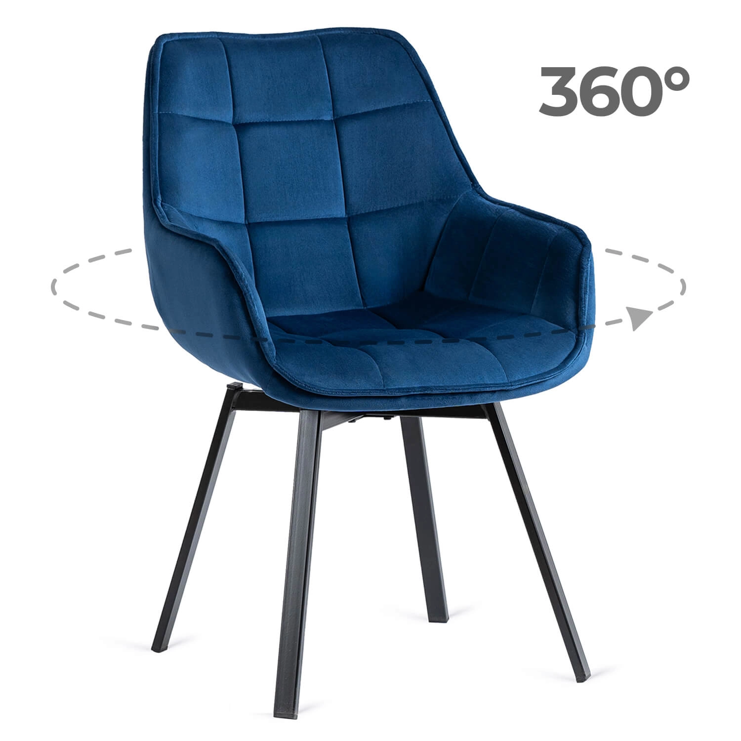 LUNA Marineblauer Velours-Drehstuhl