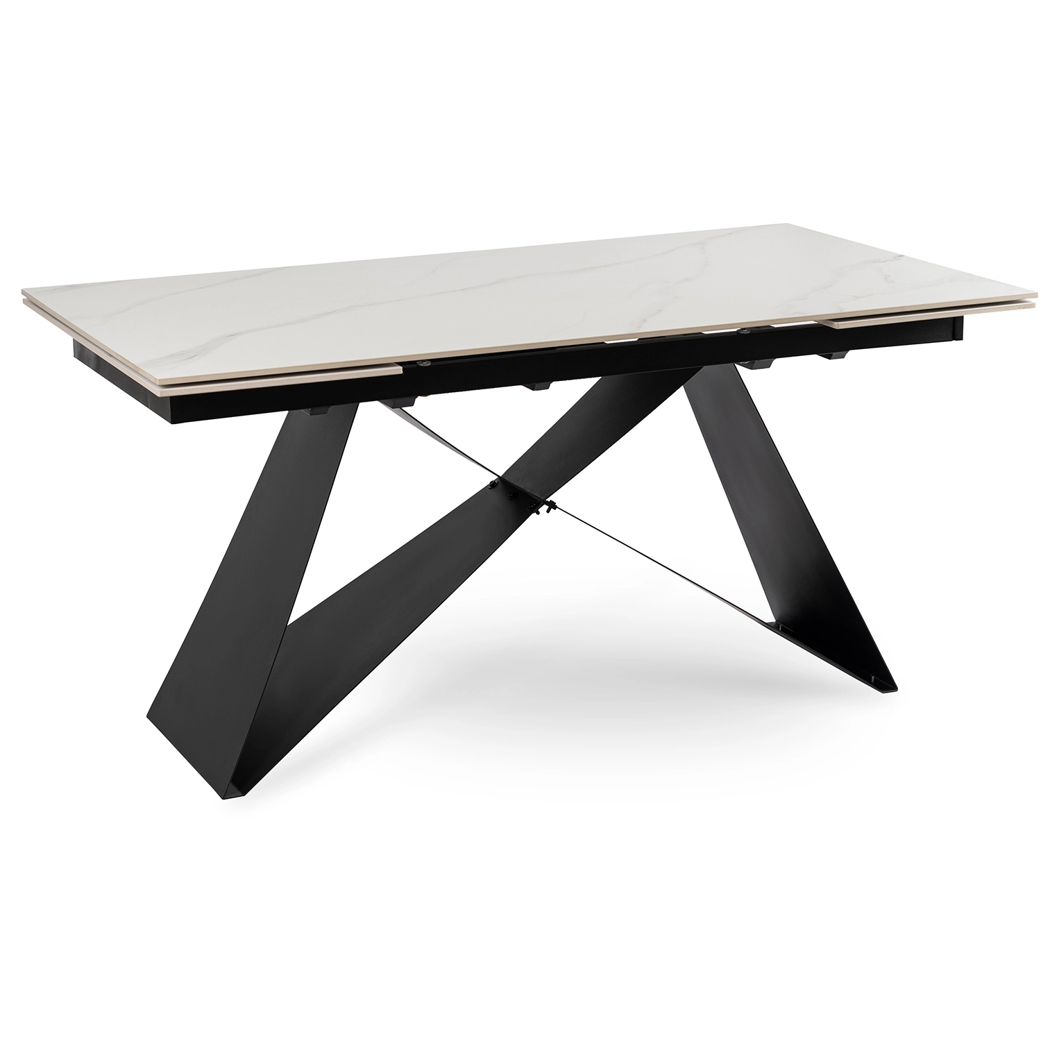 Ausziehbarer Tisch VICTOR aus Keramik, 160–240 cm, weißer Marmor/Schwarz