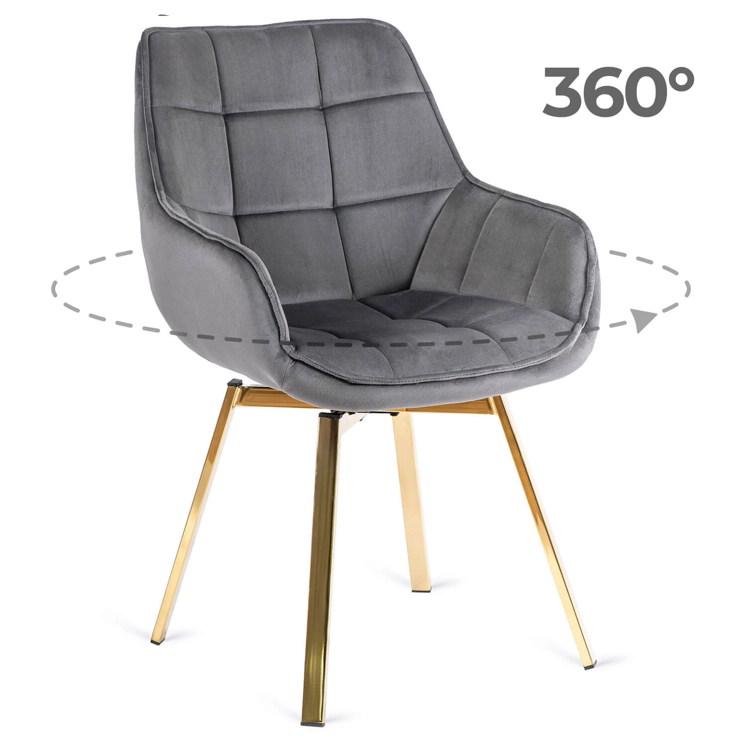 MIA Drehstuhl aus grauem Velours