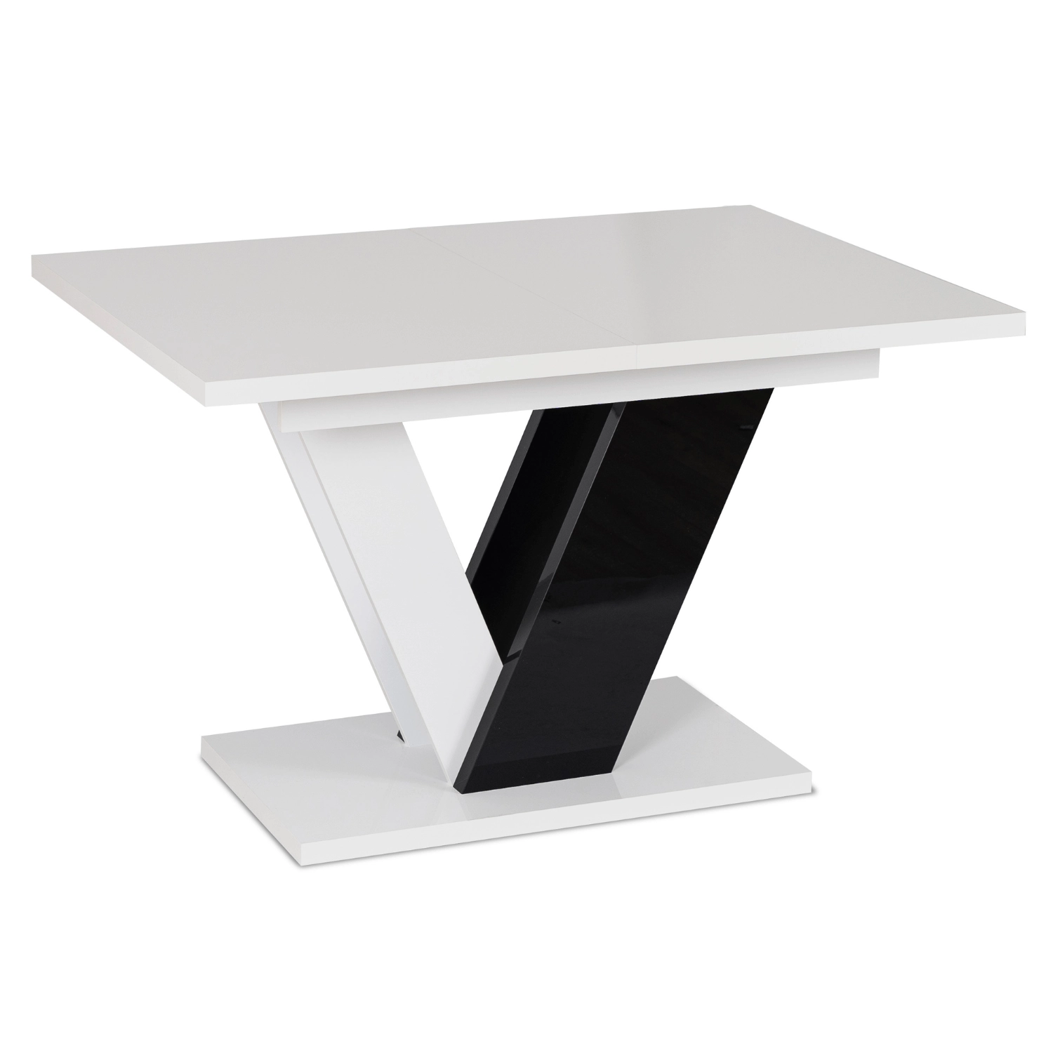 CLARK ausziehbarer Tisch 120-160 cm Weiß/Schwarz glänzend