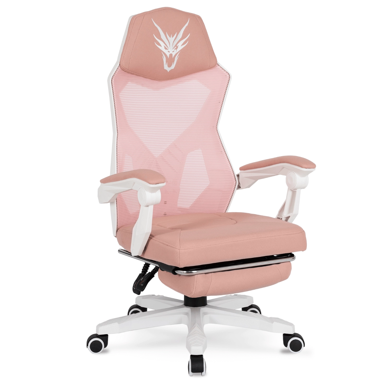 [ME.BING/B/R/T/FO] BING Gaming-Drehstuhl mit Fußstütze, Pink/Weiß