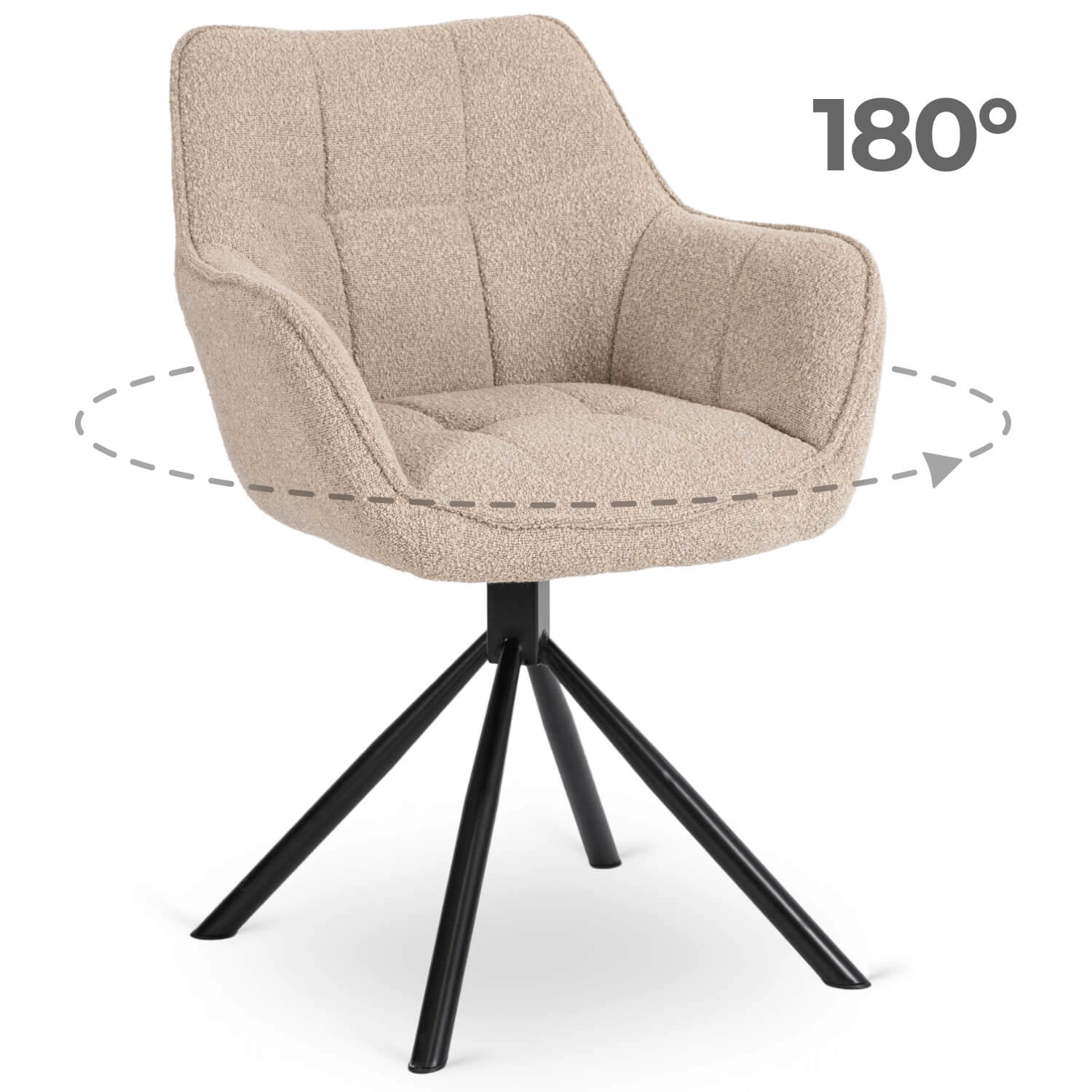 PEONY Beige Bouclé-Drehstuhl