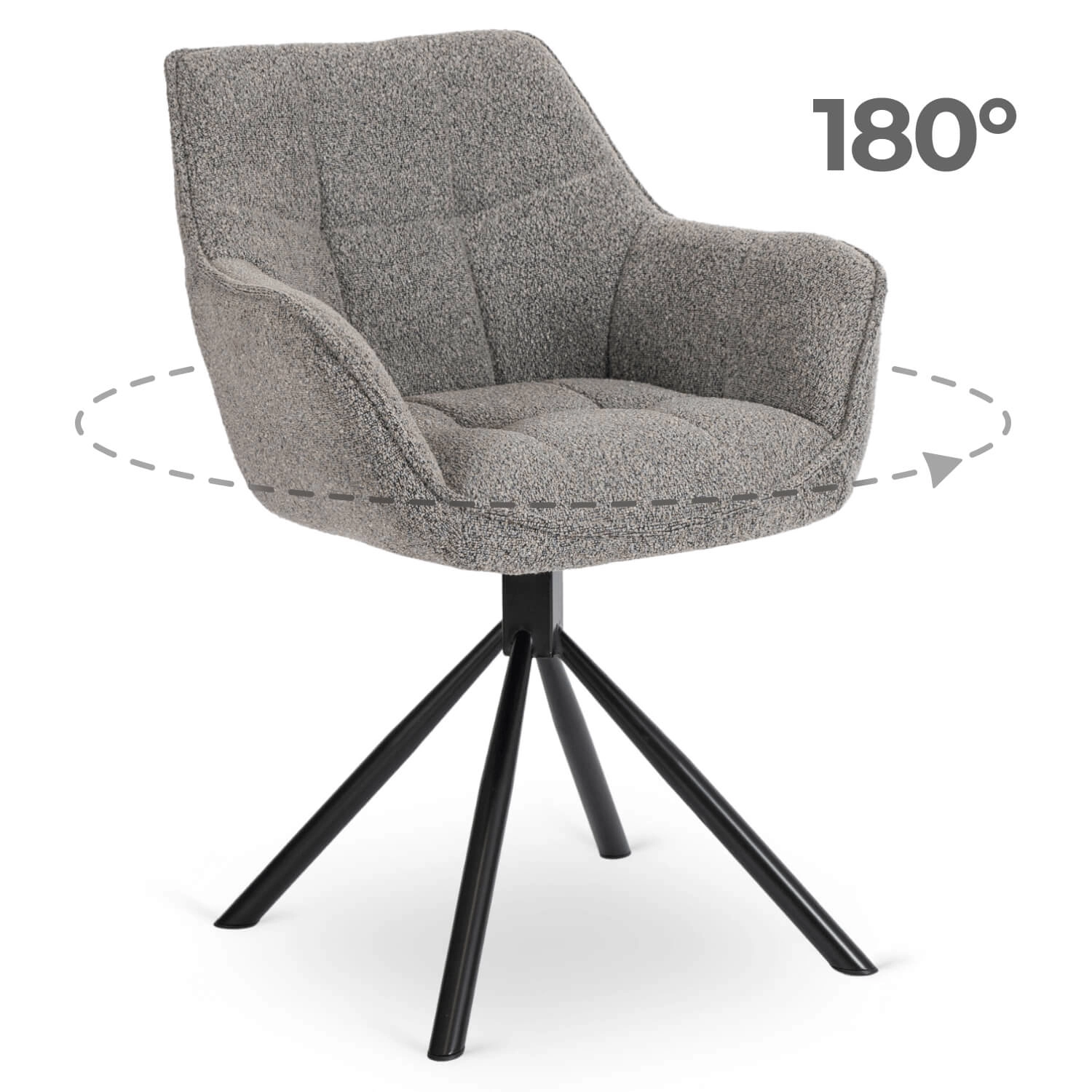 PEONY Grauer Bouclé-Drehstuhl