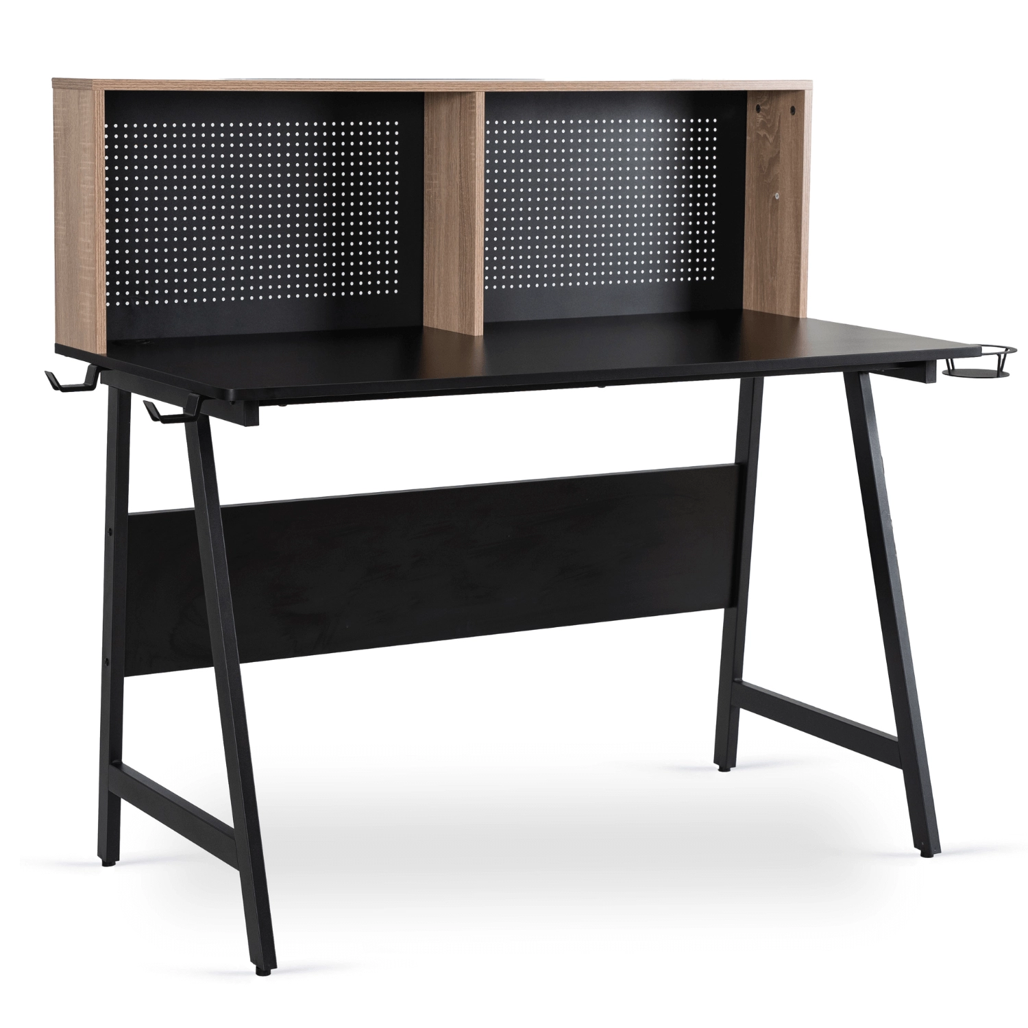 ICE Gaming-Schreibtisch 138,5 cm Schwarz/Sonoma-Eiche