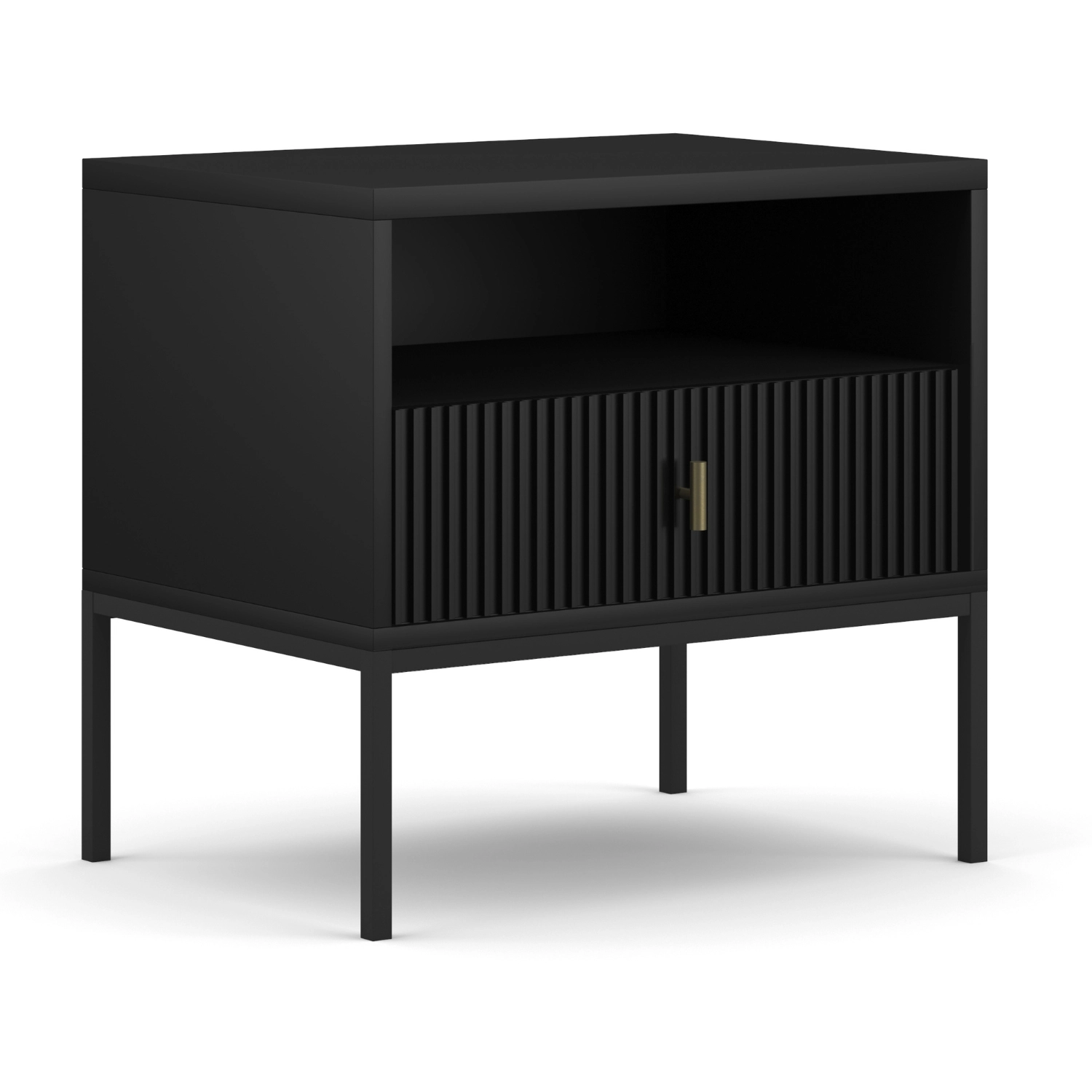 MARCOS Nachttisch gerippt schwarz