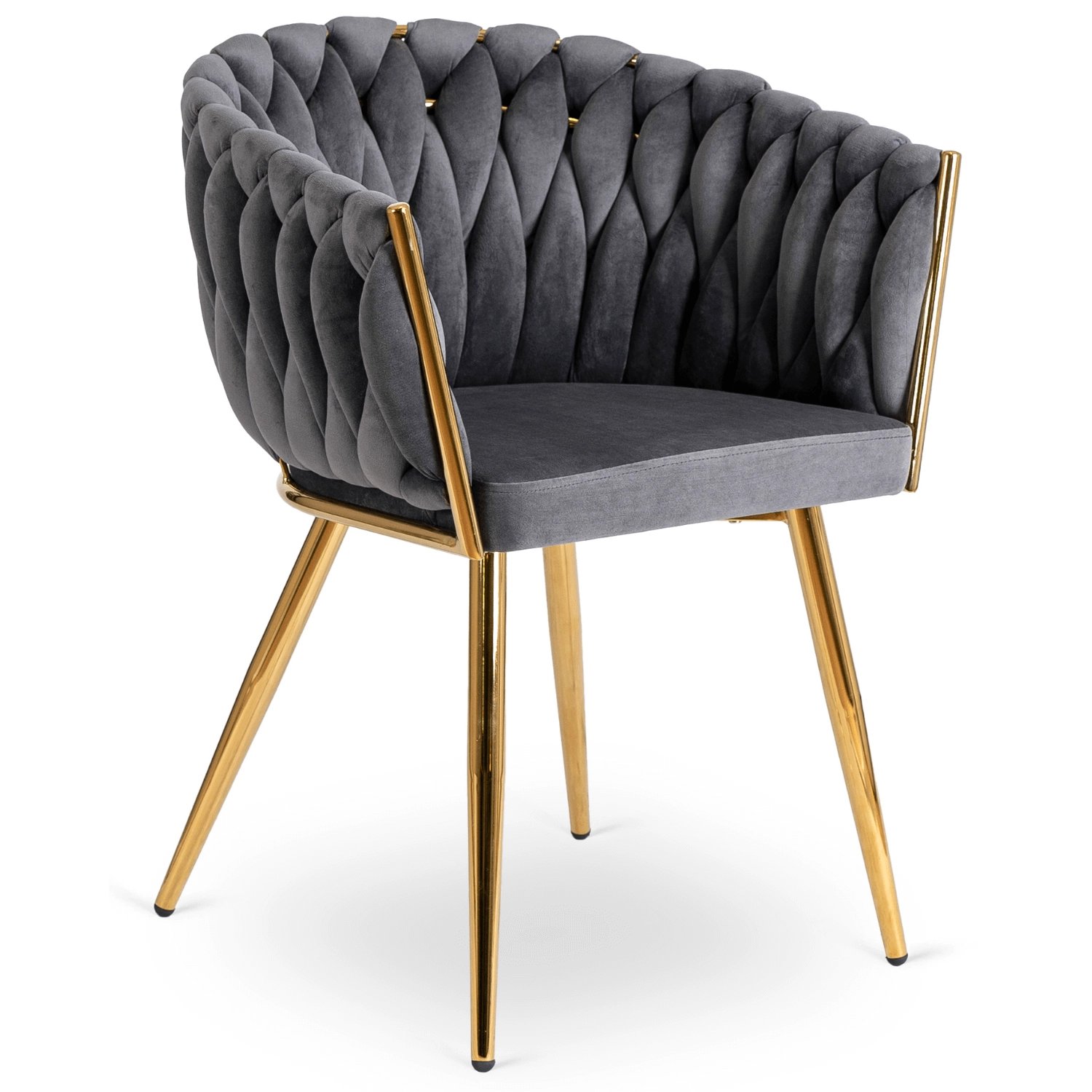 [ME.CAPI/P/ZL/V/K] CAPI Grauer geflochtener Veloursstuhl