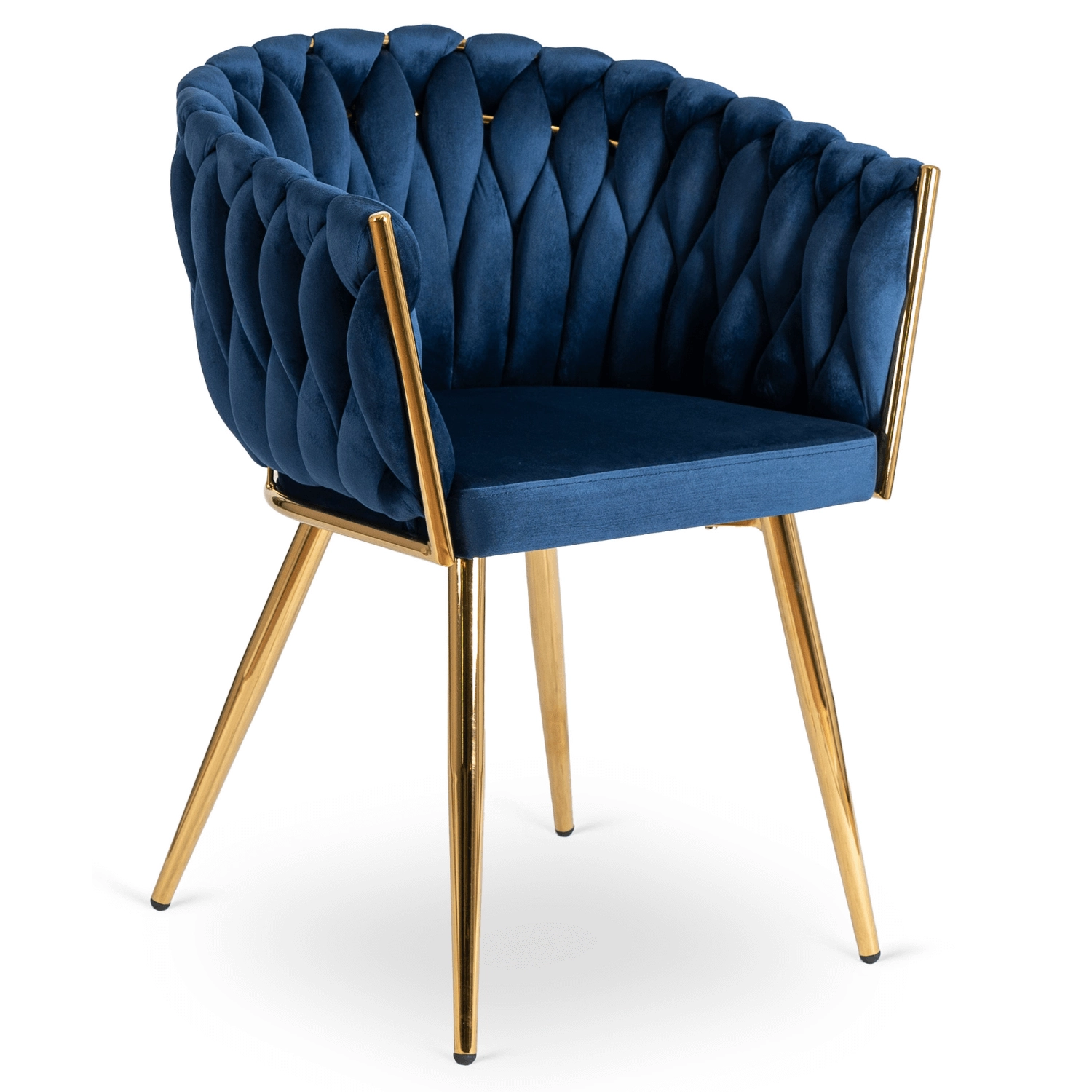 [ME.CAPI/GR/ZL/V/K] CAPI Marineblauer geflochtener Veloursstuhl