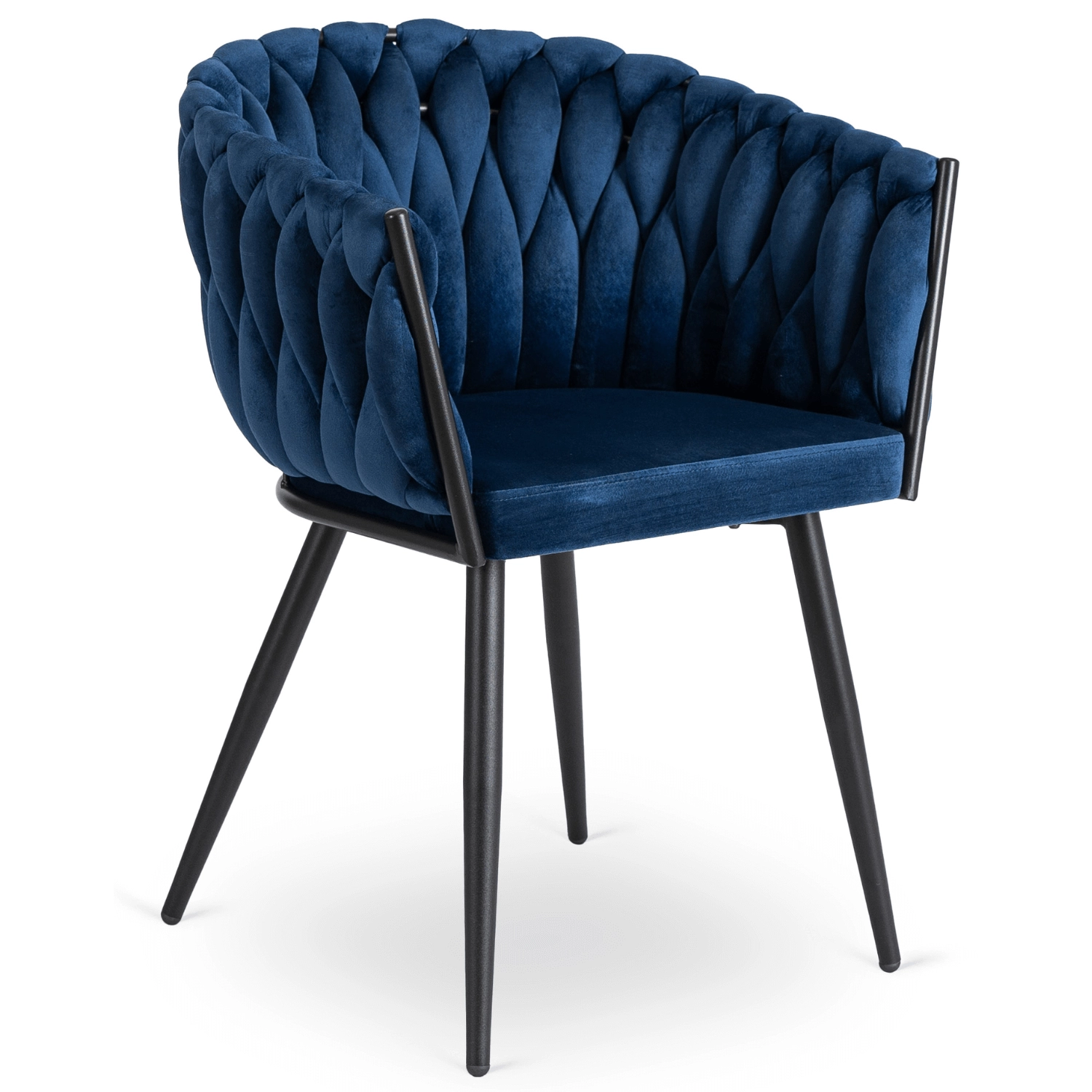 [ME.ELENA/GR/V/K] ELENA Marineblauer geflochtener Veloursstuhl