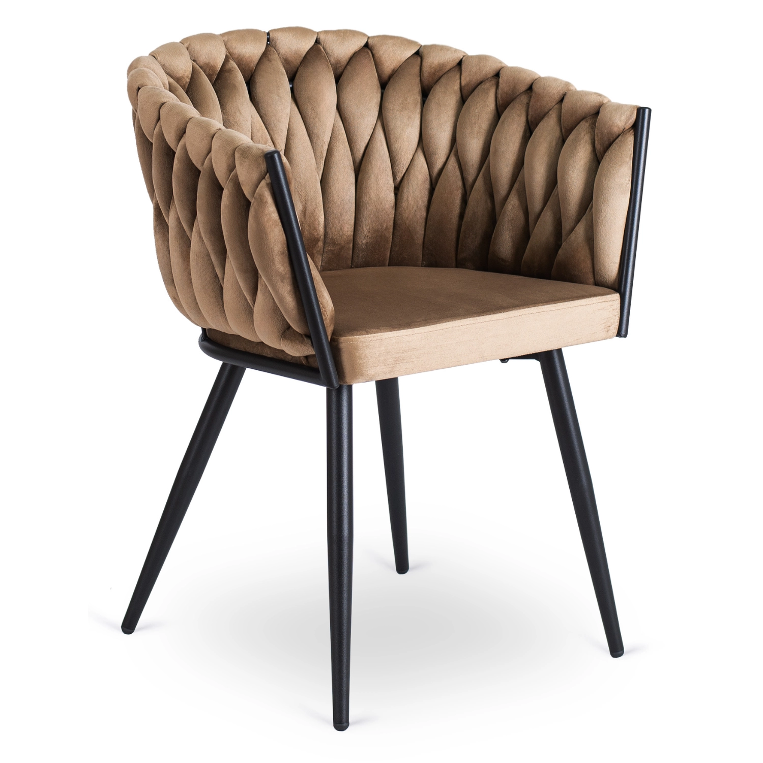 [ME.ELENA/BZ/V/K] ELENA Beige geflochtener Veloursstuhl