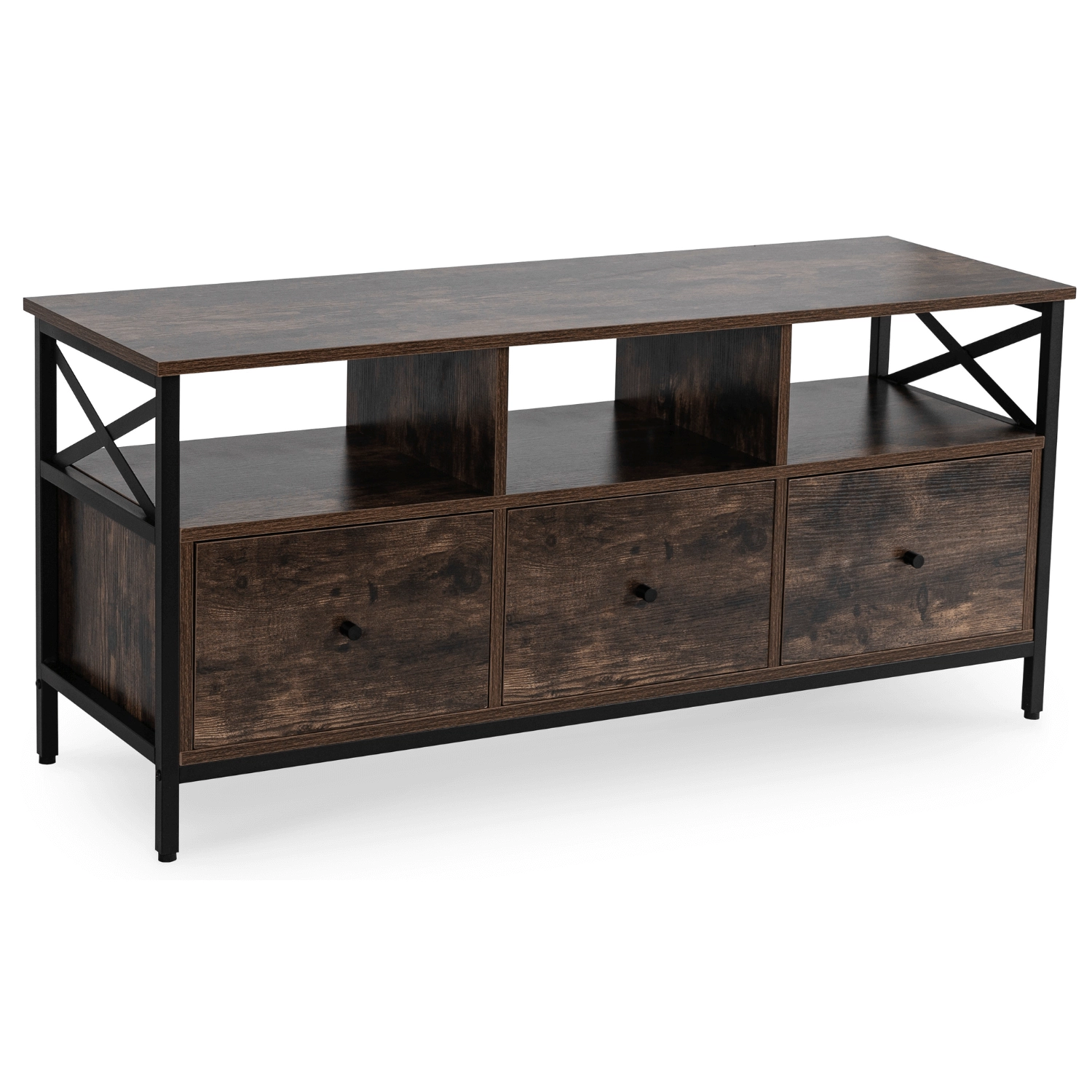 ZONE TV-Schrank 120 cm mit Schubladen, Rustikale Eiche