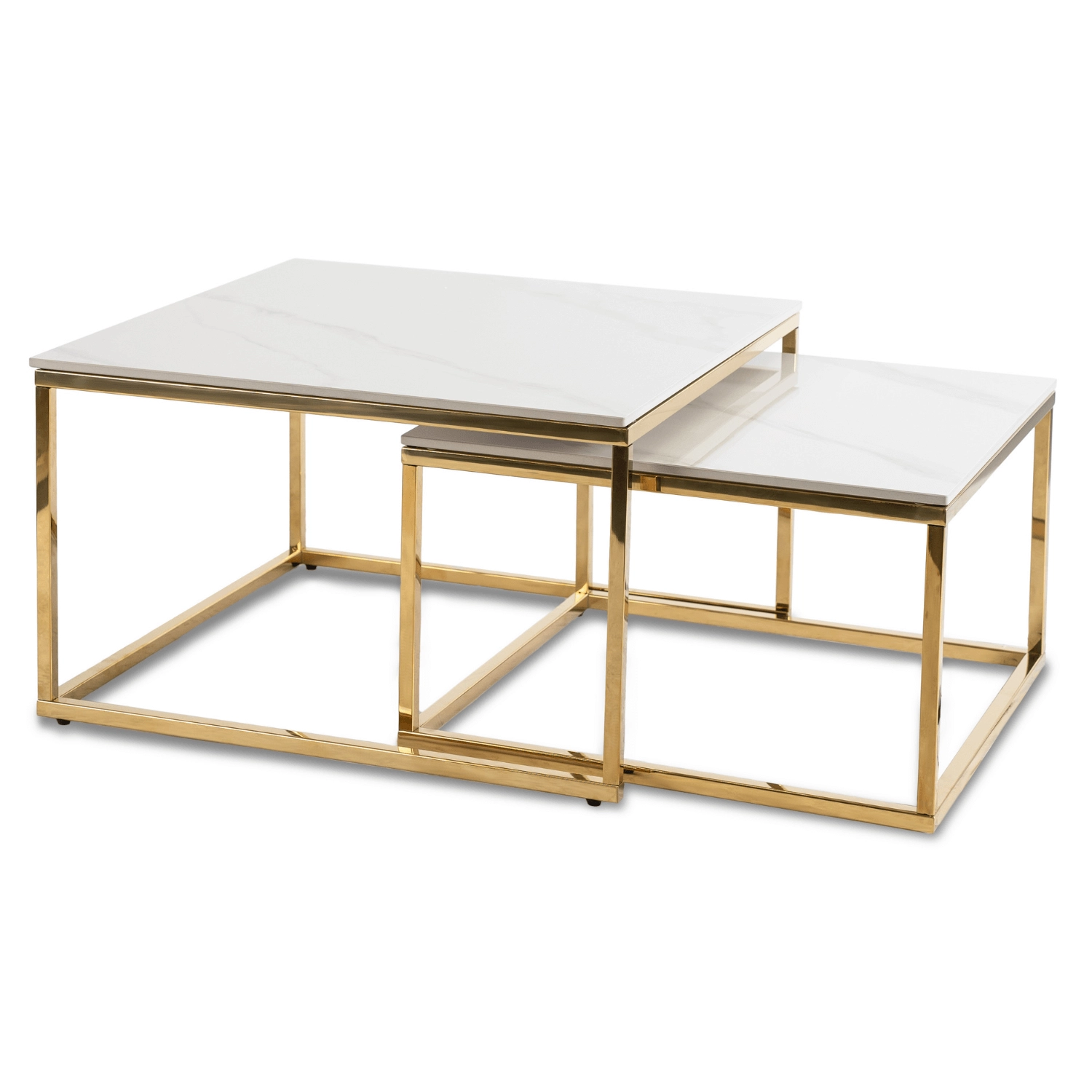 TENOR Tischset aus weißem Marmor und goldener Keramik