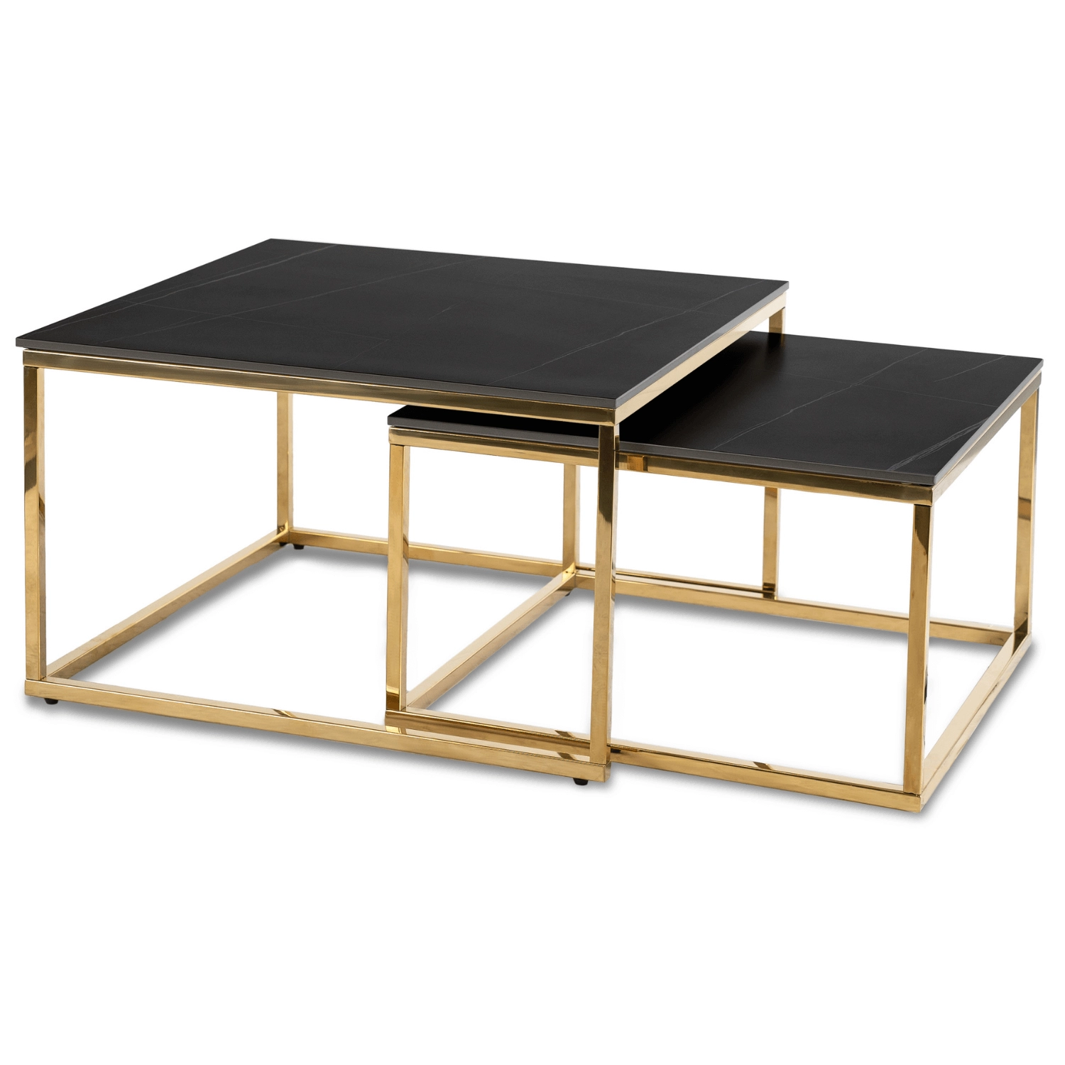 TENOR Tischset aus schwarzem Marmor und goldener Keramik